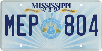 MS license plate MEP804