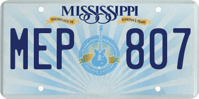 MS license plate MEP807