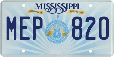 MS license plate MEP820