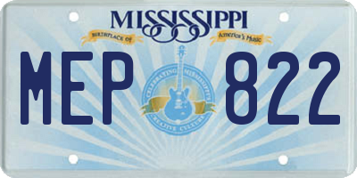 MS license plate MEP822
