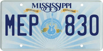 MS license plate MEP830