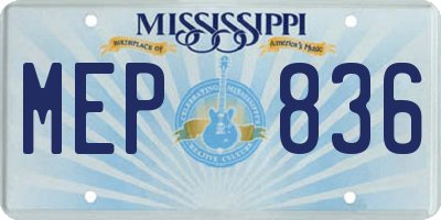 MS license plate MEP836