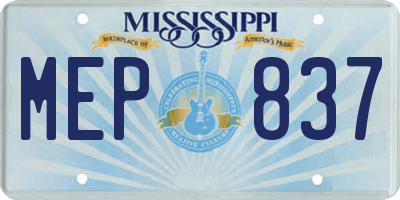 MS license plate MEP837