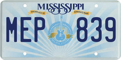 MS license plate MEP839