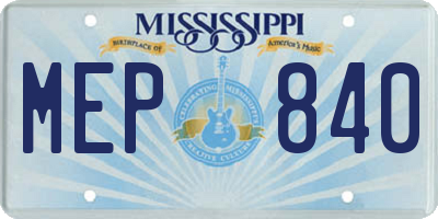 MS license plate MEP840