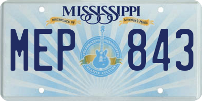 MS license plate MEP843