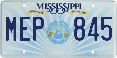 MS license plate MEP845