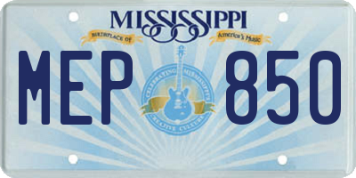 MS license plate MEP850