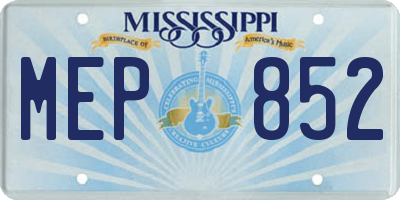 MS license plate MEP852