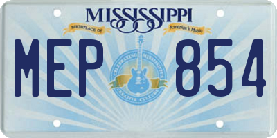 MS license plate MEP854
