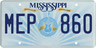 MS license plate MEP860