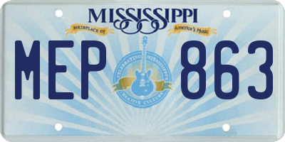MS license plate MEP863