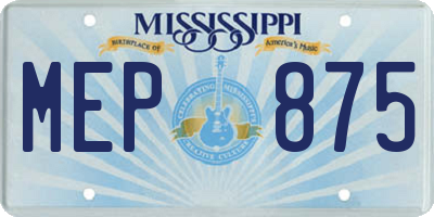 MS license plate MEP875