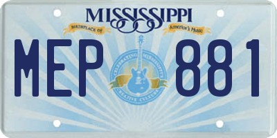 MS license plate MEP881