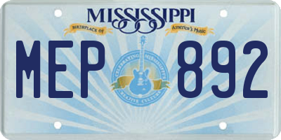 MS license plate MEP892