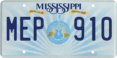 MS license plate MEP910