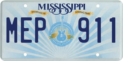 MS license plate MEP911