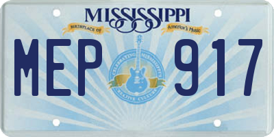 MS license plate MEP917