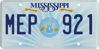 MS license plate MEP921
