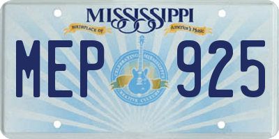 MS license plate MEP925