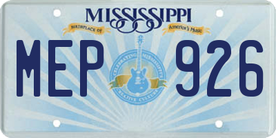 MS license plate MEP926