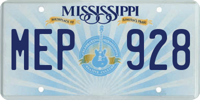 MS license plate MEP928