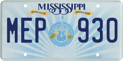 MS license plate MEP930