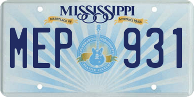 MS license plate MEP931