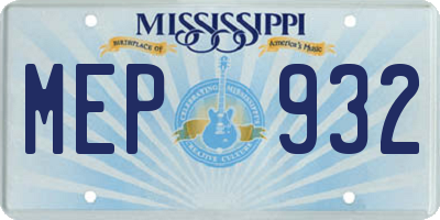 MS license plate MEP932