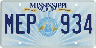 MS license plate MEP934