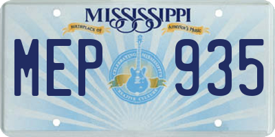 MS license plate MEP935