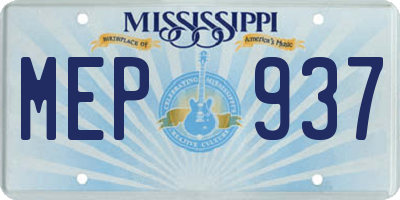 MS license plate MEP937