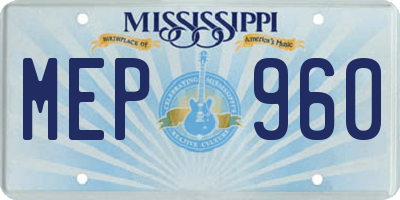MS license plate MEP960