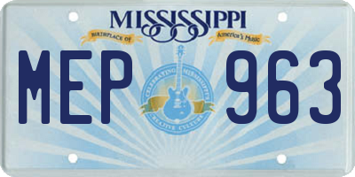MS license plate MEP963