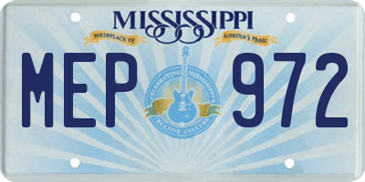 MS license plate MEP972