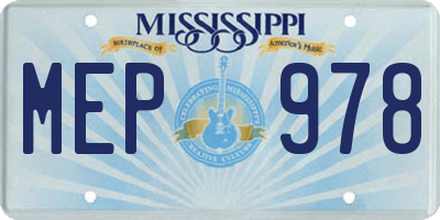 MS license plate MEP978