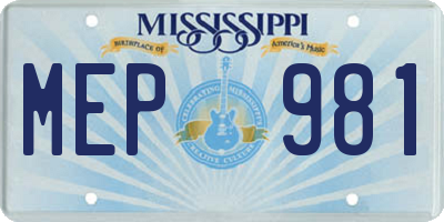 MS license plate MEP981