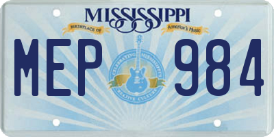 MS license plate MEP984