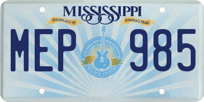 MS license plate MEP985
