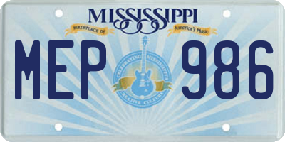 MS license plate MEP986