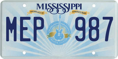 MS license plate MEP987