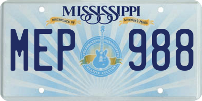 MS license plate MEP988