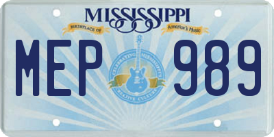 MS license plate MEP989