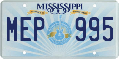 MS license plate MEP995