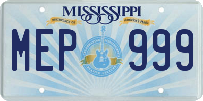 MS license plate MEP999