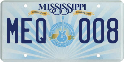 MS license plate MEQ008