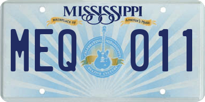 MS license plate MEQ011