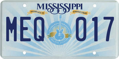 MS license plate MEQ017