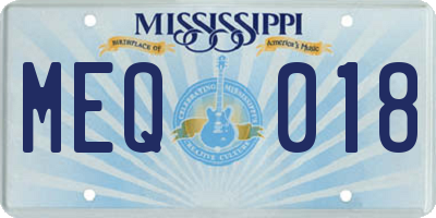 MS license plate MEQ018