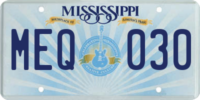 MS license plate MEQ030